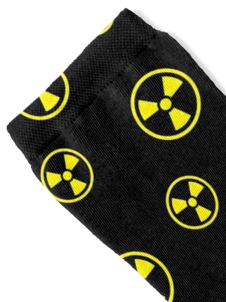 Radioactive! Yellow on Black Radiation symbol mask, tshirt, mug, cushion, bright colourful, fun, virus, corona Socks