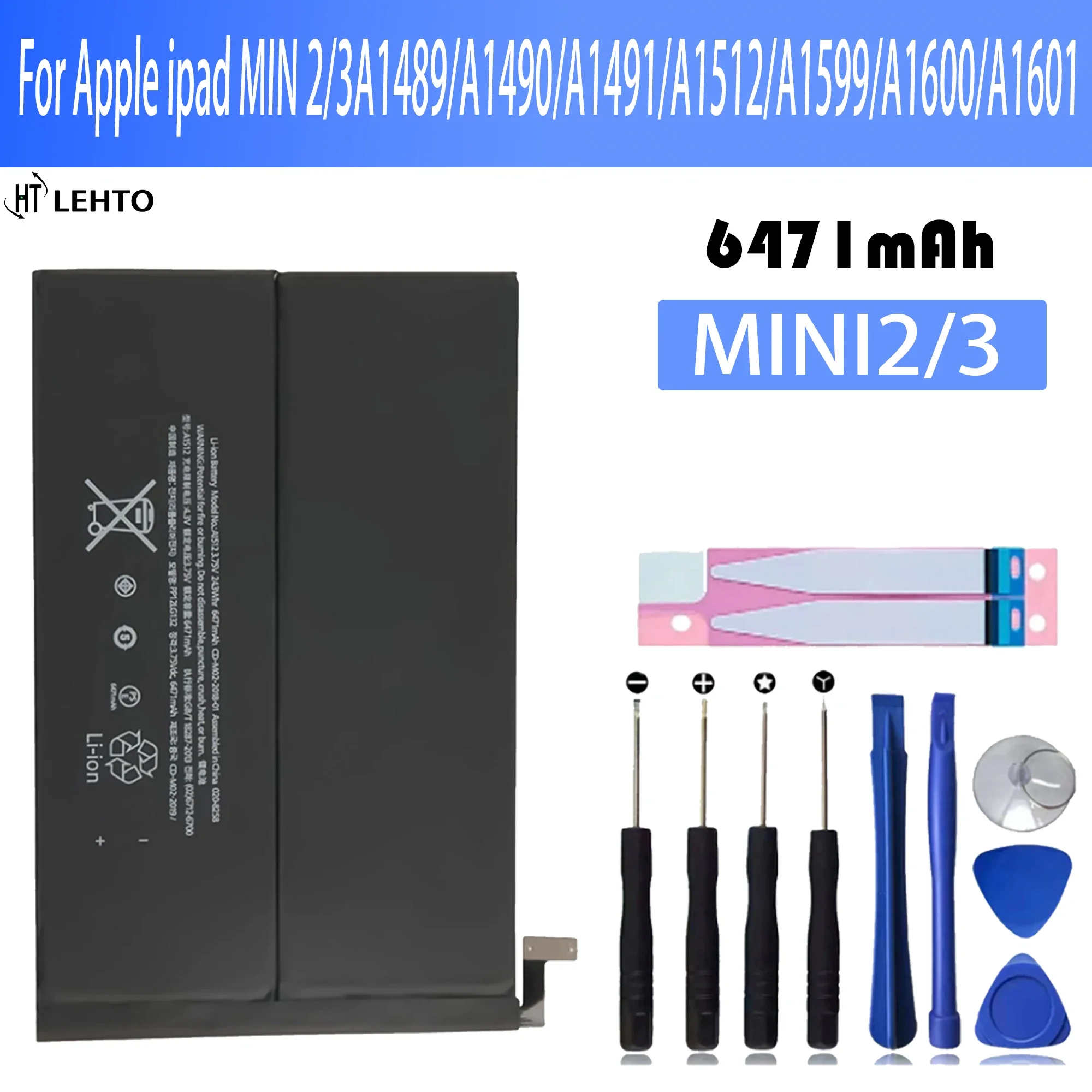 NEW High Quality 6471mAh For Eoenkk iPad Mini 2 / Mini 3 A1491 A1599 A1512 A1489 A1490 Tablet Battery With Tracking Number + Too