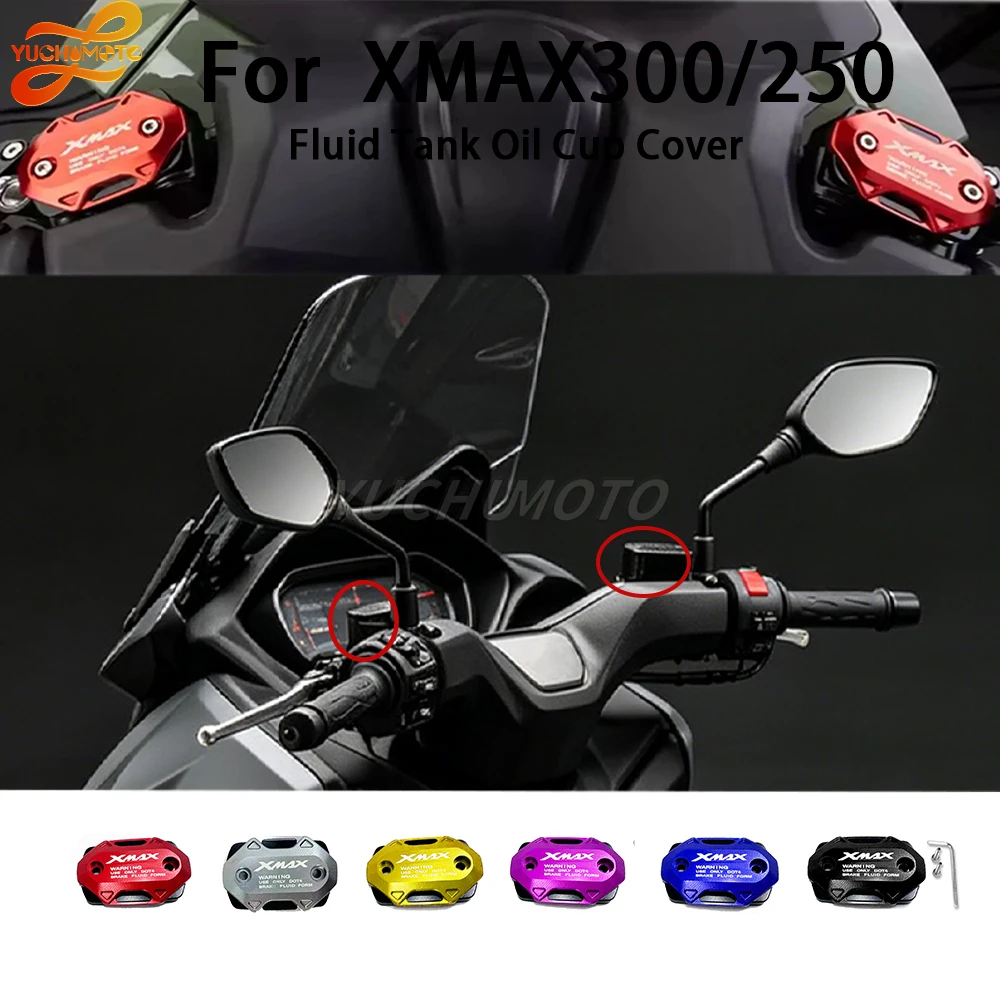 Motorcycle CNC Front Brake Reservoir Fluid Tank Oil Cup Cover For YAMAHA XMAX 300 250 2018-2025  Motorcycle Accessories