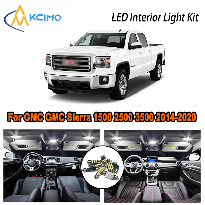 

For GMC GMC Sierra 1500 2500 3500 2014-2020 2015 2016 2017 LED Interior Dome Map Trunk Light Kit Car Led Lamps Canbus No Error