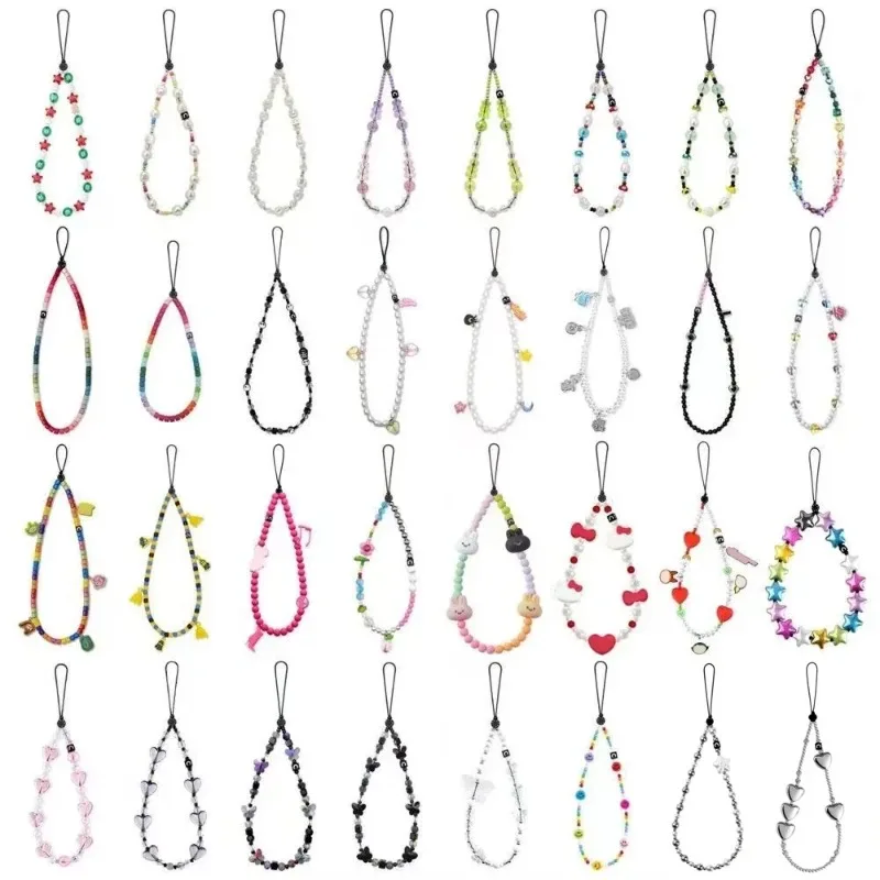 

C Universal Colored Stars Bead Chain Short Chain Long Chain Mobile Phone Straps for IPhone Lanyard Bracelet for Samsung Galaxy