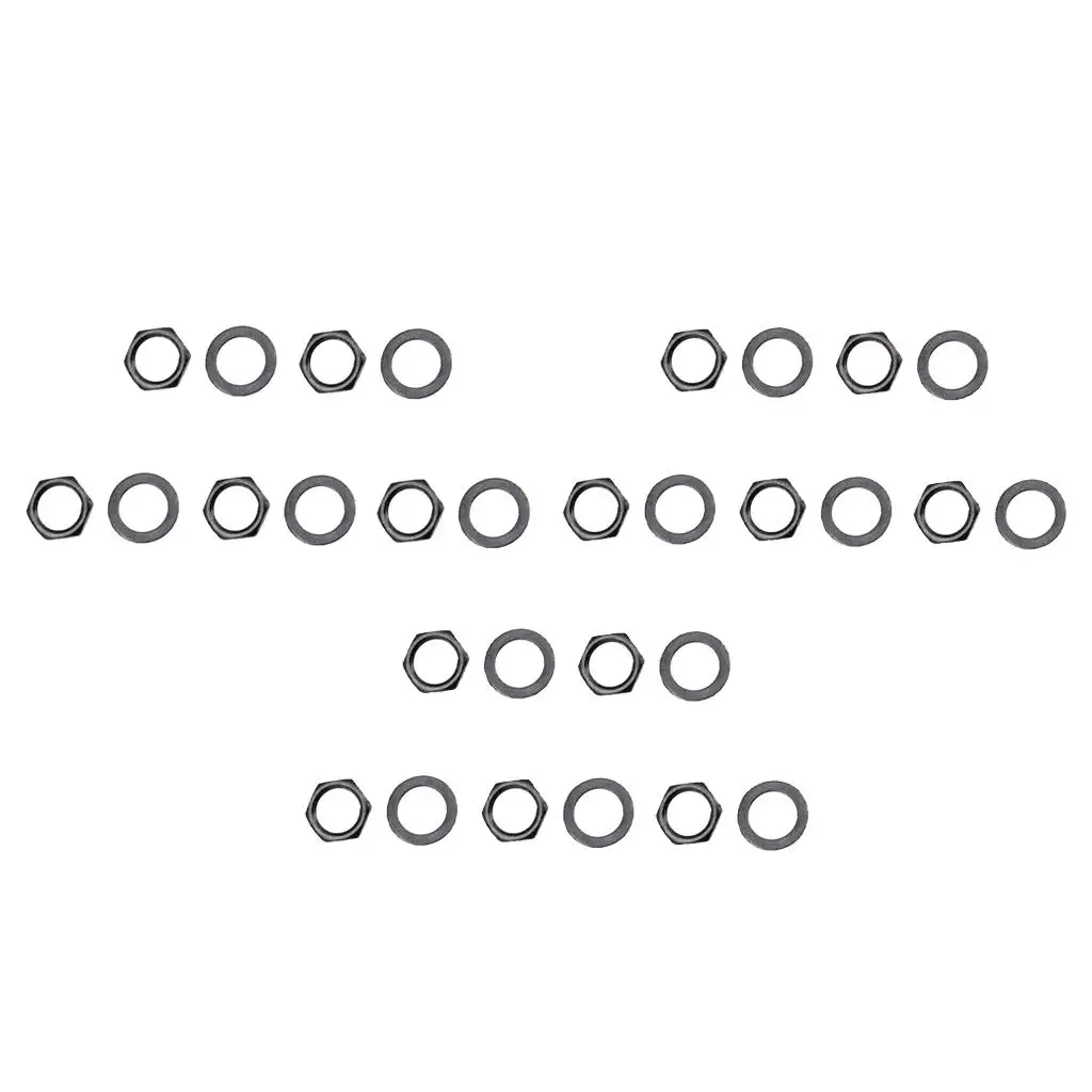 5 Pcs Iron Electric Guitar Output Socket Nuts w/ Washers Gaskets