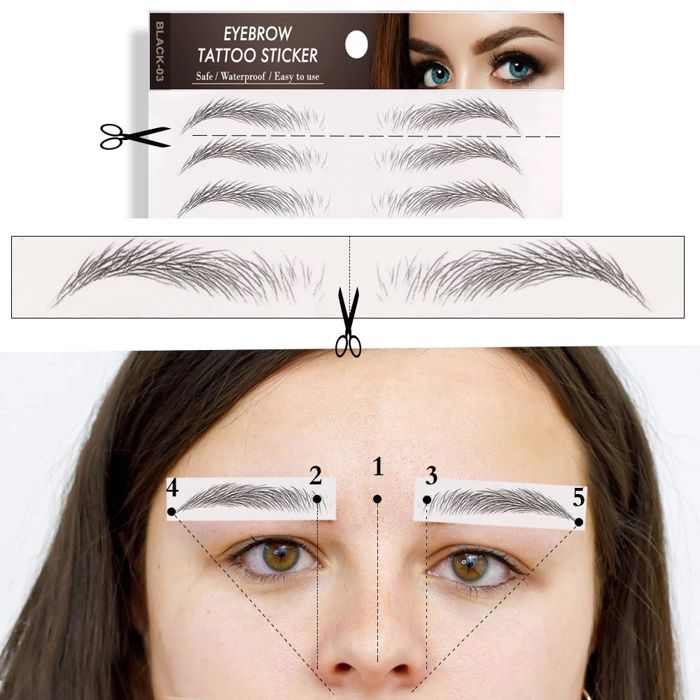 6D Hair-like Eyebrow Sticker Water-based Brow Tattoo Stickers Long Lasting Waterproof Nutural Enhancers False Eyebrows Cosmetics