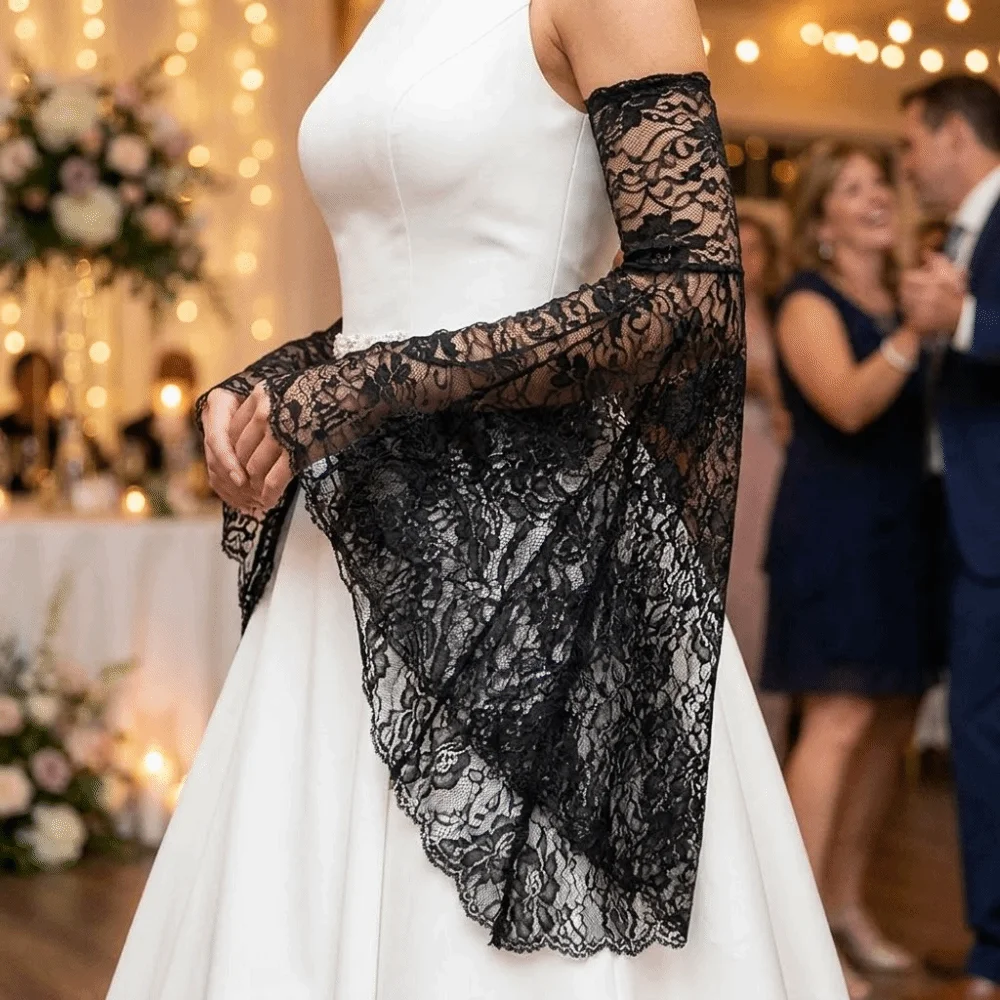 Elegant Long Tulle Sleeves Flower Embroidery Arm Decor Lace Arm Sleeves Sunscreen Breathable Bride Detachable Sleeves