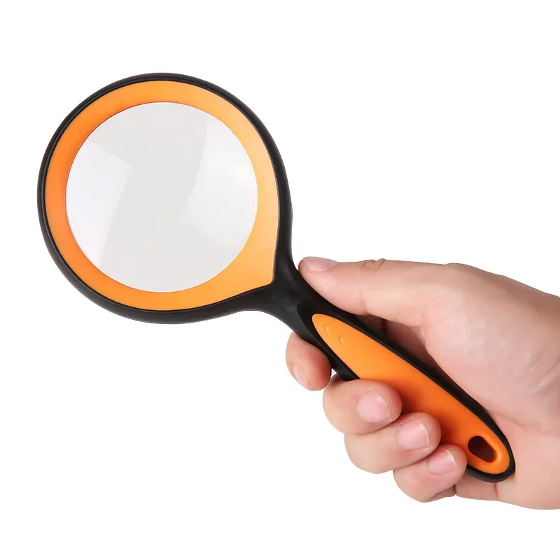 

5X Handheld Magnifer High Magnification Elder Reading Rubber Plastic Frame Magnifying Glass 66mm Diameter Gifts for Parents