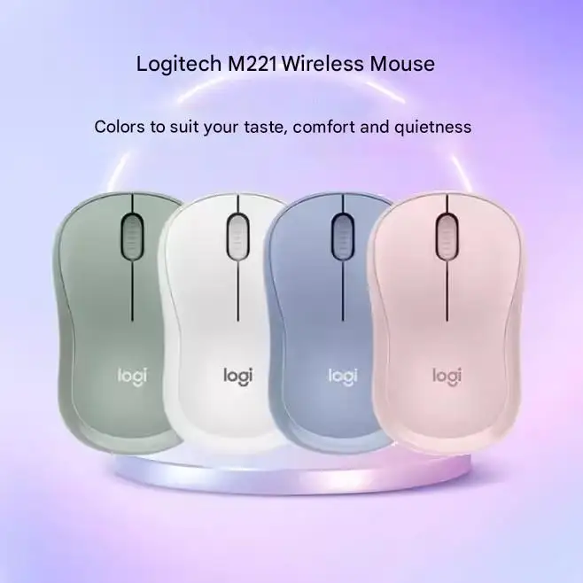 Mouse Sem Fio Logitech M221, Acessórios para Laptop, Mouse Silencioso USB Portátil para Escritório e Casa