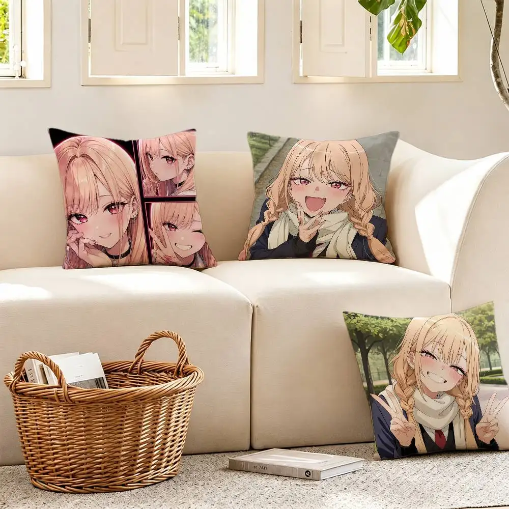 My D-Dress Up D-Darling M-Marin Kitagawa Pillow Case Cushion Cover Throw Pillow Case For Car Sofa
