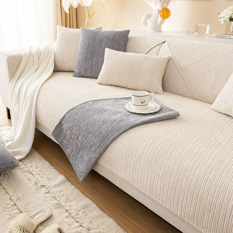 

Modern Simple Anti-Slip Pure Color Sofa Cushion Four Seasons Universal Pure Color Sofa Cover Label Stick Home Textile