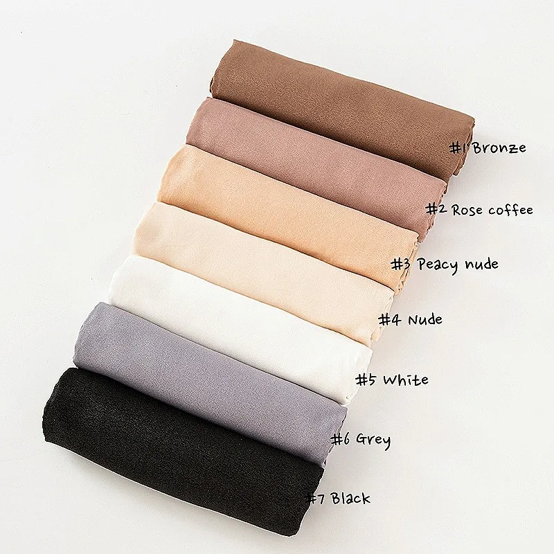 Fashion Plain Shimmer Polyester Hijab Foulard Long Soft Muslim Ladies Women Pashmina Scarves