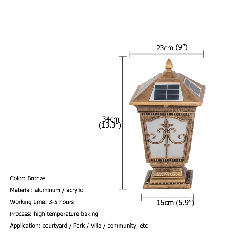 RONIN-Outdoor Solar Post Light, moderno pilar do pátio, iluminação LED impermeável para gramado, cerca do jardim, portão, varanda, pátio