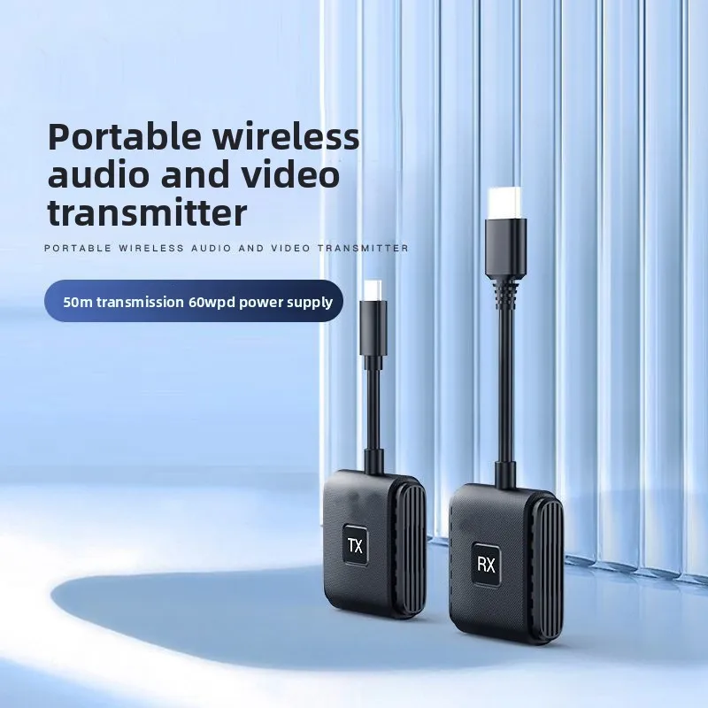 50m Type C Wireless HD Video Transmitter and Receiver Extender TV Stick Display Adapter for PC Camera Laptop To TV Projector