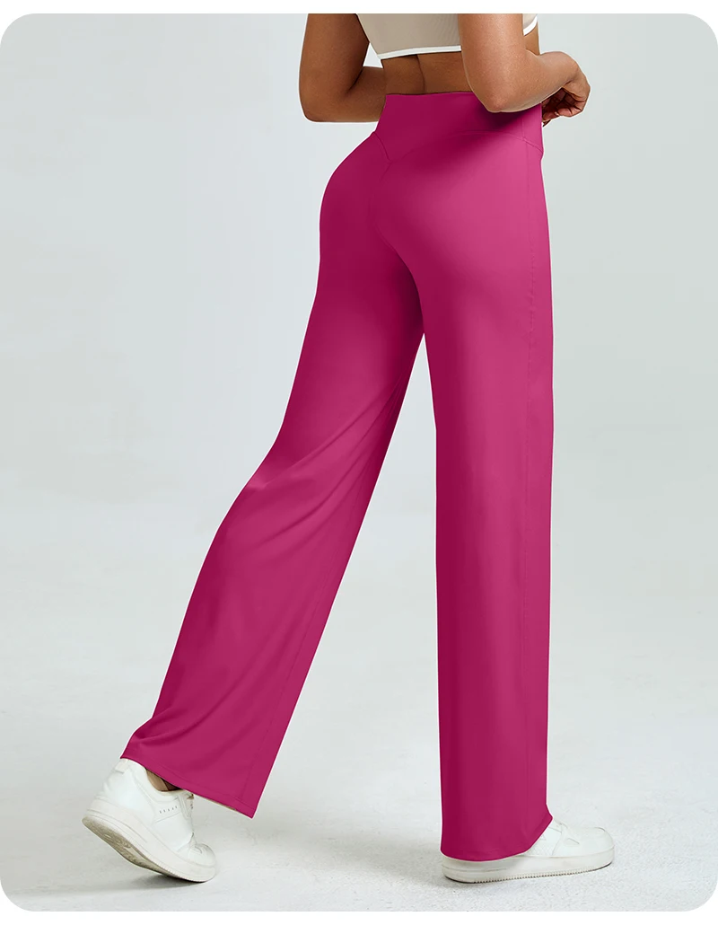 Hochgeschnittene Gerade Yoga-Hose für Damen, Nacktgefühl Po-Lifting Lose Passform Workout-Hose, Schlankmachende Gym-Hose