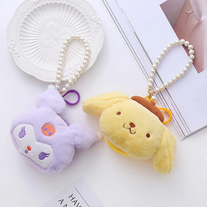 Cute Sanrio Keychain Melody Pompompurin Plushie Keychains Diy Cartoon Pendant Ornaments Sanrio Accessories Toys For Girls Kids