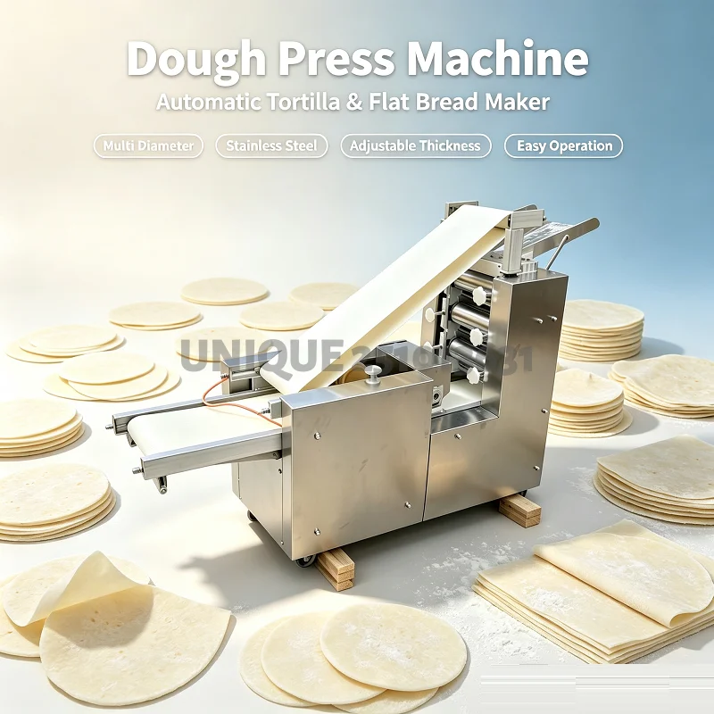 Commercial 220/110V Flat Bread Press Machine Multi Size Mexican Tortilla Turkish Indian Chapati Maker Snack Making Equipment