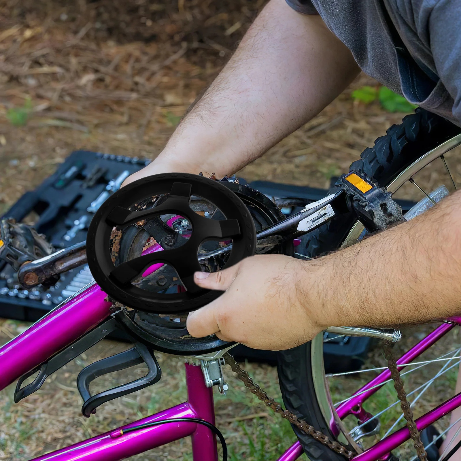 

Bicycle Sprocket Cover Chainwheel Crankset Guard Tooth Plate Accessories Durable Plastic Universal Fit Protects Chainring Dirt