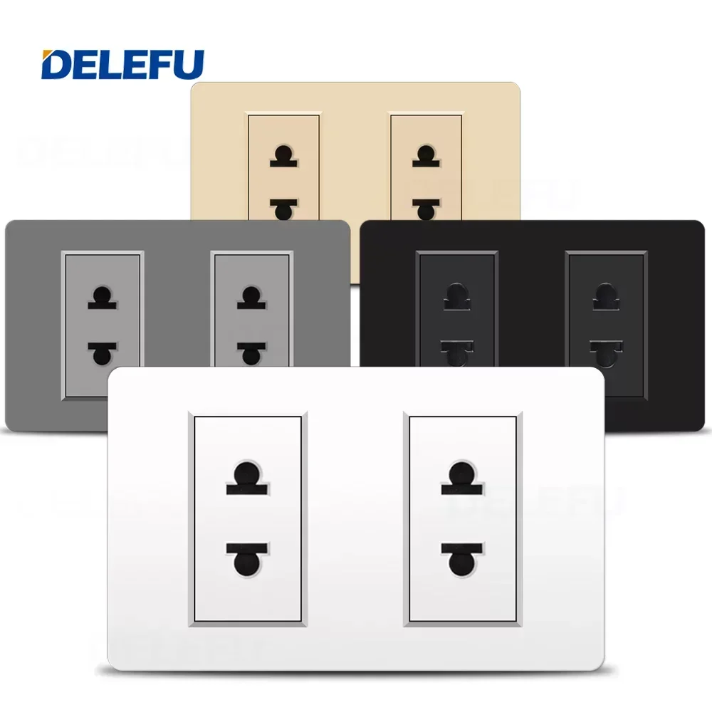 PC fireproof panel Thai standard wall switch socket 118x74mm two-hole socket white black gray gold four-color option