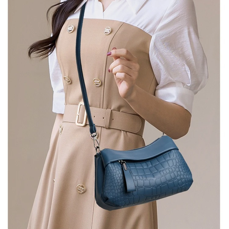 

Женская сумка из искусственной кожи, многослойная сумка через плечо, мягкая, легкая, с каменным узором, для повседневного использования.