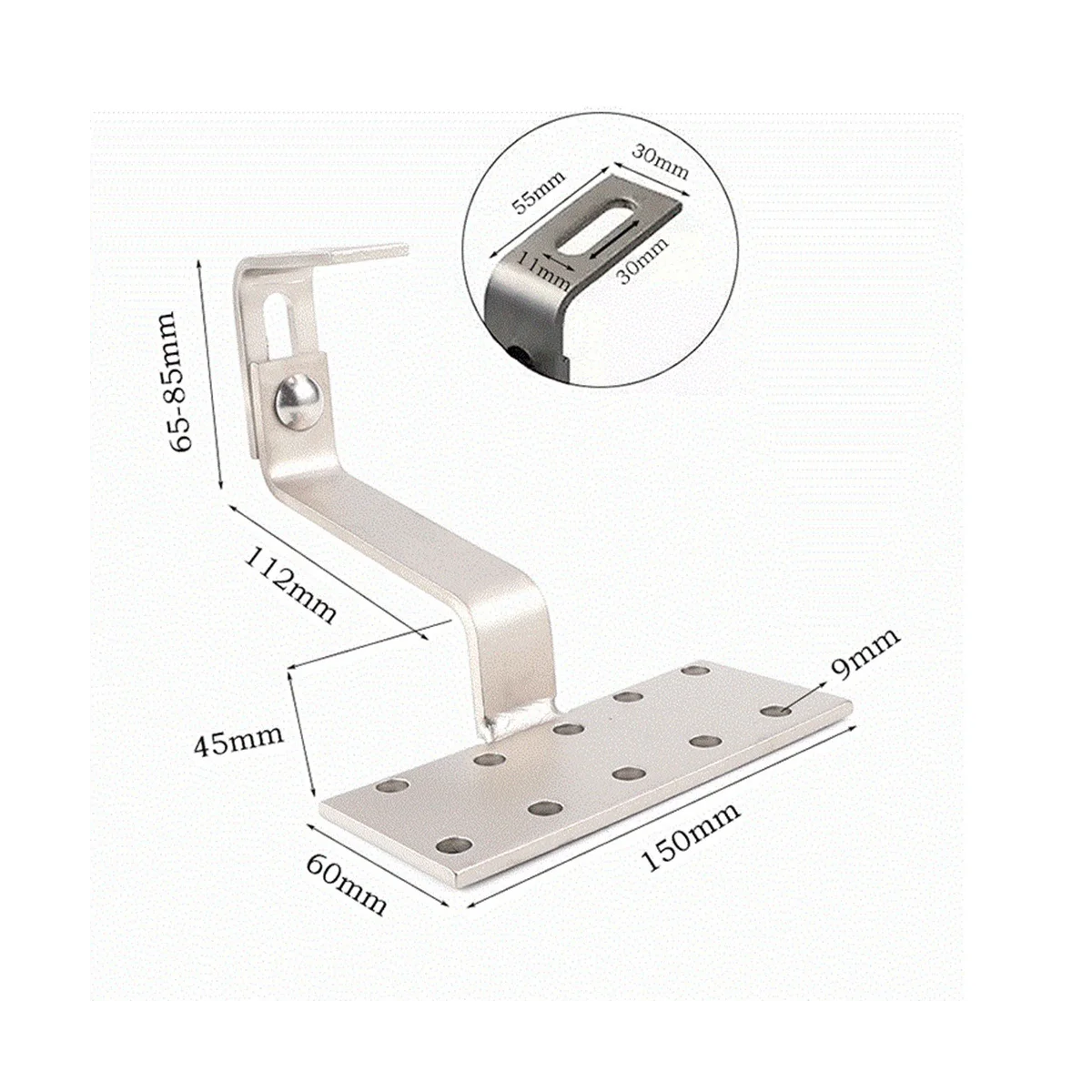 Photovoltaic Bracket 180° Adjustable Horizontal Solar Panel Stainless Steel Roof Hook Photovoltaic Bracket Accessories