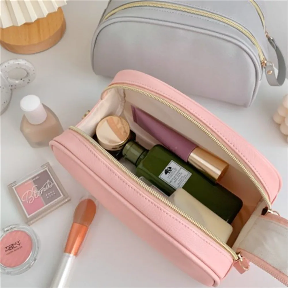 Large-Capacity Makeup Bag Leather Cosmetic Bag Women Multifunction Toiletries Organizer Portable Travel Waterproof Storage Cases