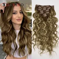 Clip de onda Natural 12A en extensiones de cabello humano 100% Clip de cabello humano Remy en 120G 7 unids/set cabeza completa para mujeres 14-24 pulgadas