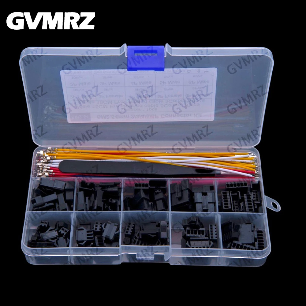 JST SM 2.54mm Male & Female Connector Kit with 22AWG Pre-Crimped Wire SM2.54 2/3/4/5/6 Pin Housing Adapter Cable Connector