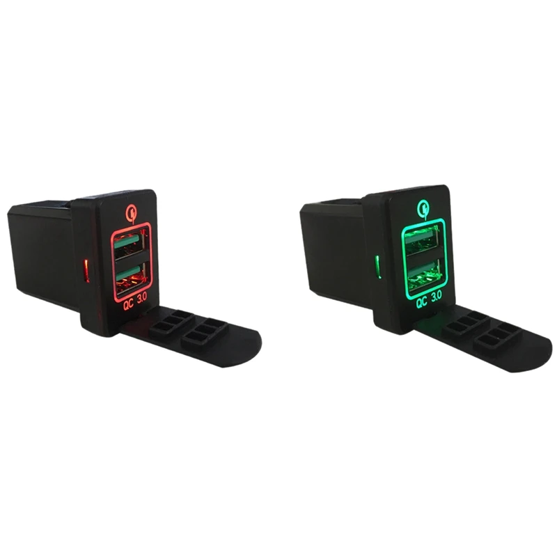 

2 Pcs Car Charge 3 Charging Ports Charger Dual USB Adapter For Mitsubishi Outlander 3 2018-2019, Red Light & Green Light