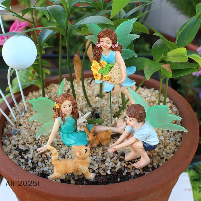 

【I】Fairy Garden Accessories Outdoor Indoor, 4pcs Miniature Fairies Figurines For Pot Plants And Mini Garden Lawn Decorations