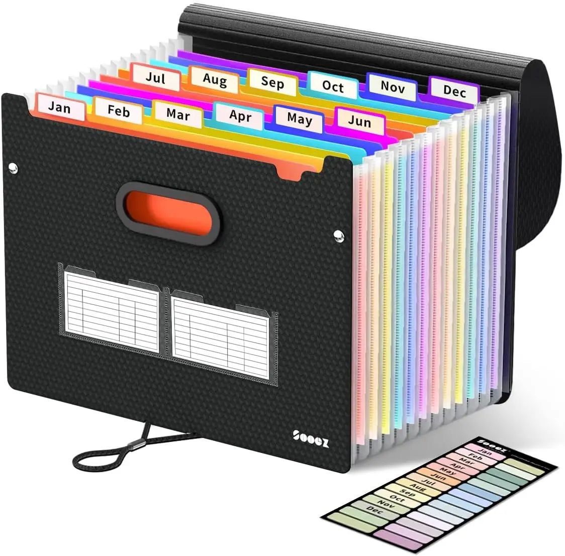 

Expanding File Folder with 12 Deeper Pockets, Never Cover Up Index Tabs, Monthly Bill Organizer for Home Office School, Letter