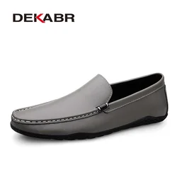 DEKABR Fashion Luxury Split Leather Men Shoes Lightweight Smooth Comfortable Breathable Slip On Casual Loafers Shoes Men