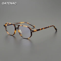 Gatenac Vintage Acetate Glasses Frame Men Pilot Handmade Quality Eyeglasses Frame Women Retro Luxury Brand Designer Eyewear