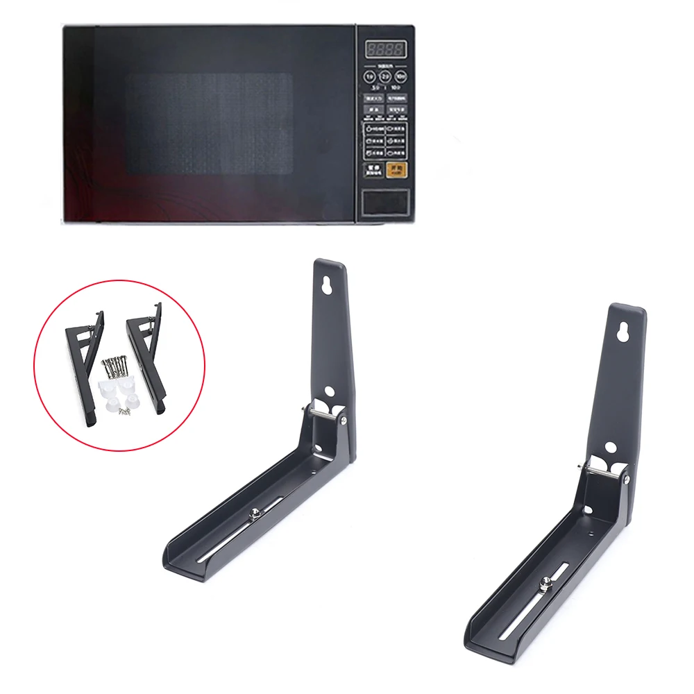 

1 пара настенного кронштейна для микроволновой печи из нержавеющей стали, максимальная грузоподъемность 132 фунта, складная и регулируемая полка для хранения на кухне