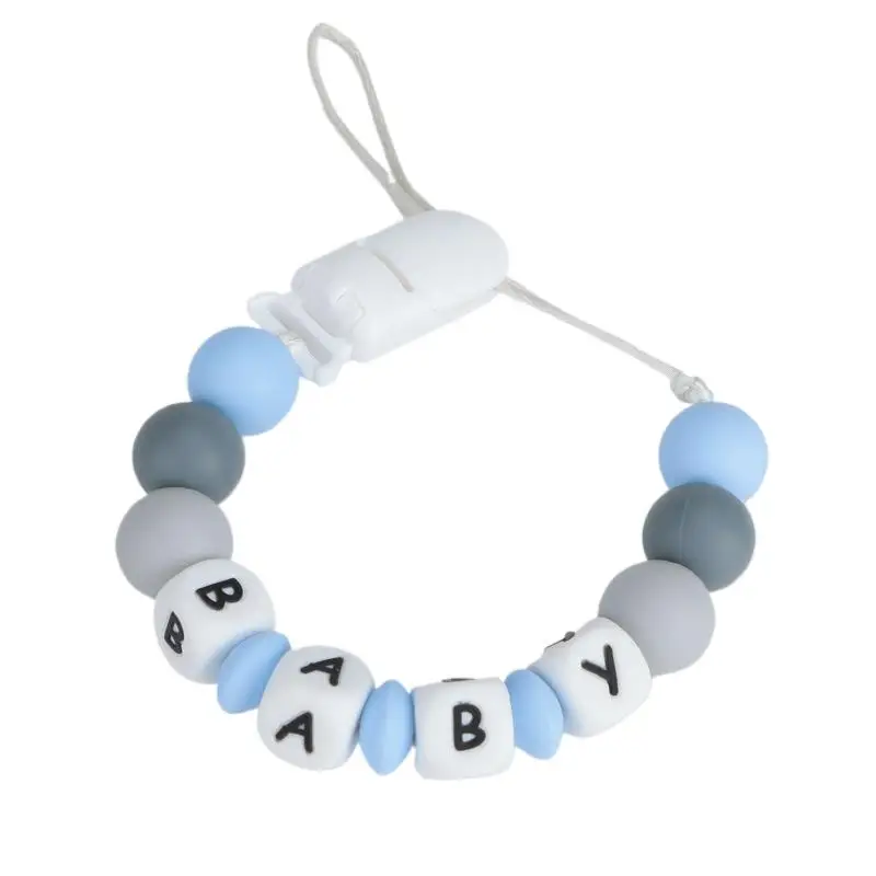 

Детский силиконовый прорезыватель с индивидуальным именем и зажимом для соски — милые детские бусины с буквами, BPA — бесплатно, идеально подходит для прорезывания зубов