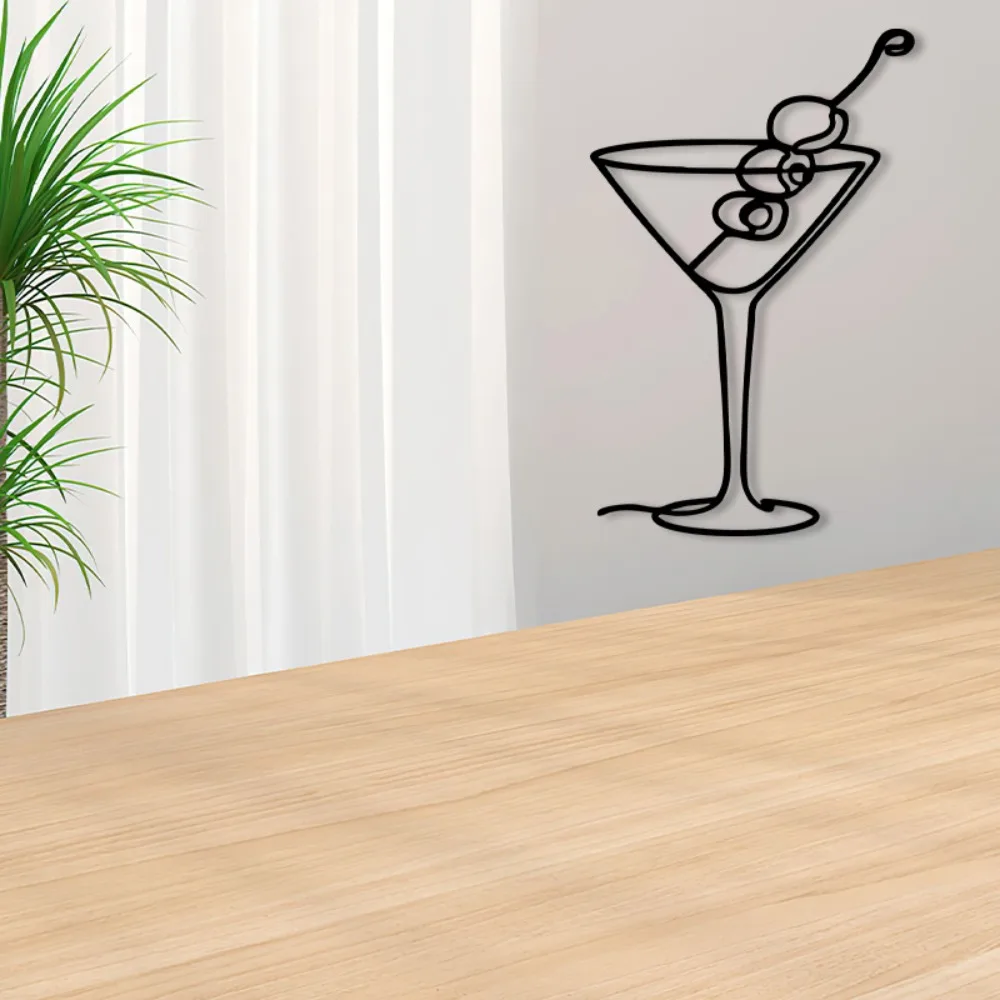 1pc Martini Glass Aluminum Wall Art Bar Home Decor Cocktail Themed Art Decor Waterproof Metal Wall Hanging Ornament
