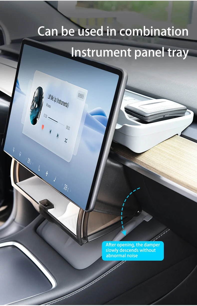 For Tesla Model 3 Y Highland Juniper 2021-2025 Hidden Screen Storage Magnetic Opening And Closing Hidden Large Space Storage Box