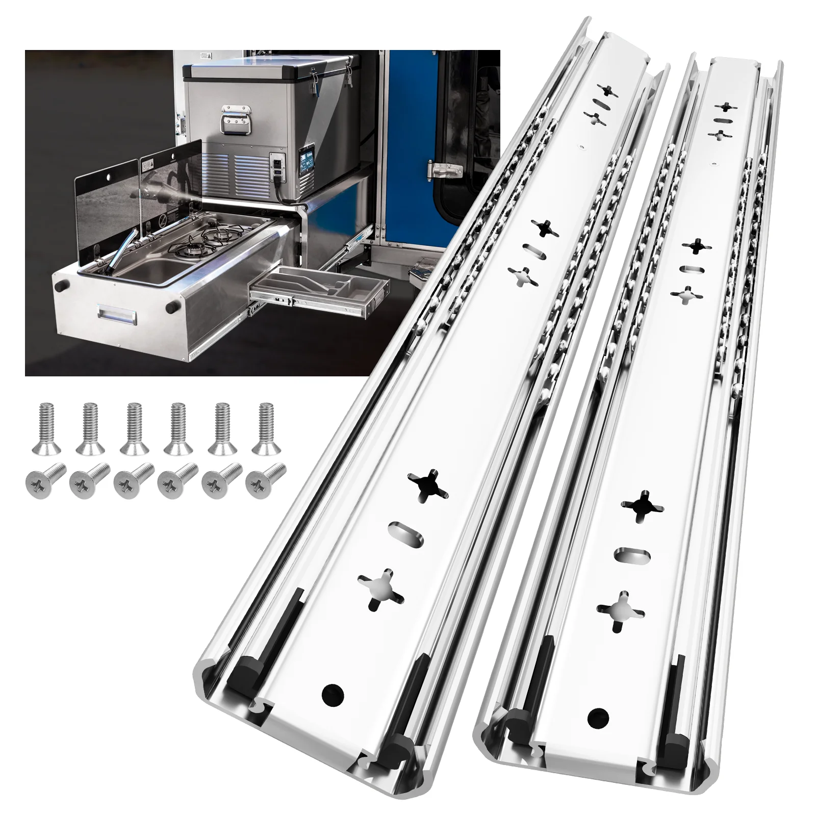 

AOLISHENG Heavy Duty Drawer Slides Full Extension Side Mount Ball Bearing RailsTrack Guide Glides Runners 170 lbs 1pair