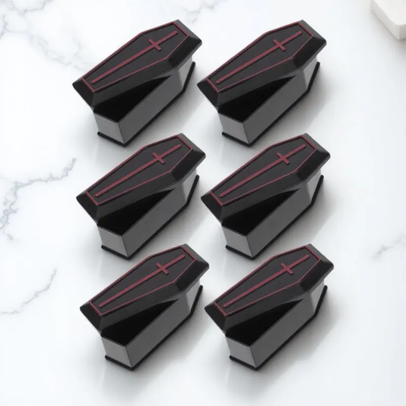 

6Pcs Miniature Coffin Box with Lid Realistic Design Plastic Halloween Decoration Party Decor Prank Prop Carnival Spooky Ornament