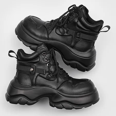 

2026 Spring and Autumn New Men High-top Muffin Platform Short Explosion Increases Motorcycle Boots