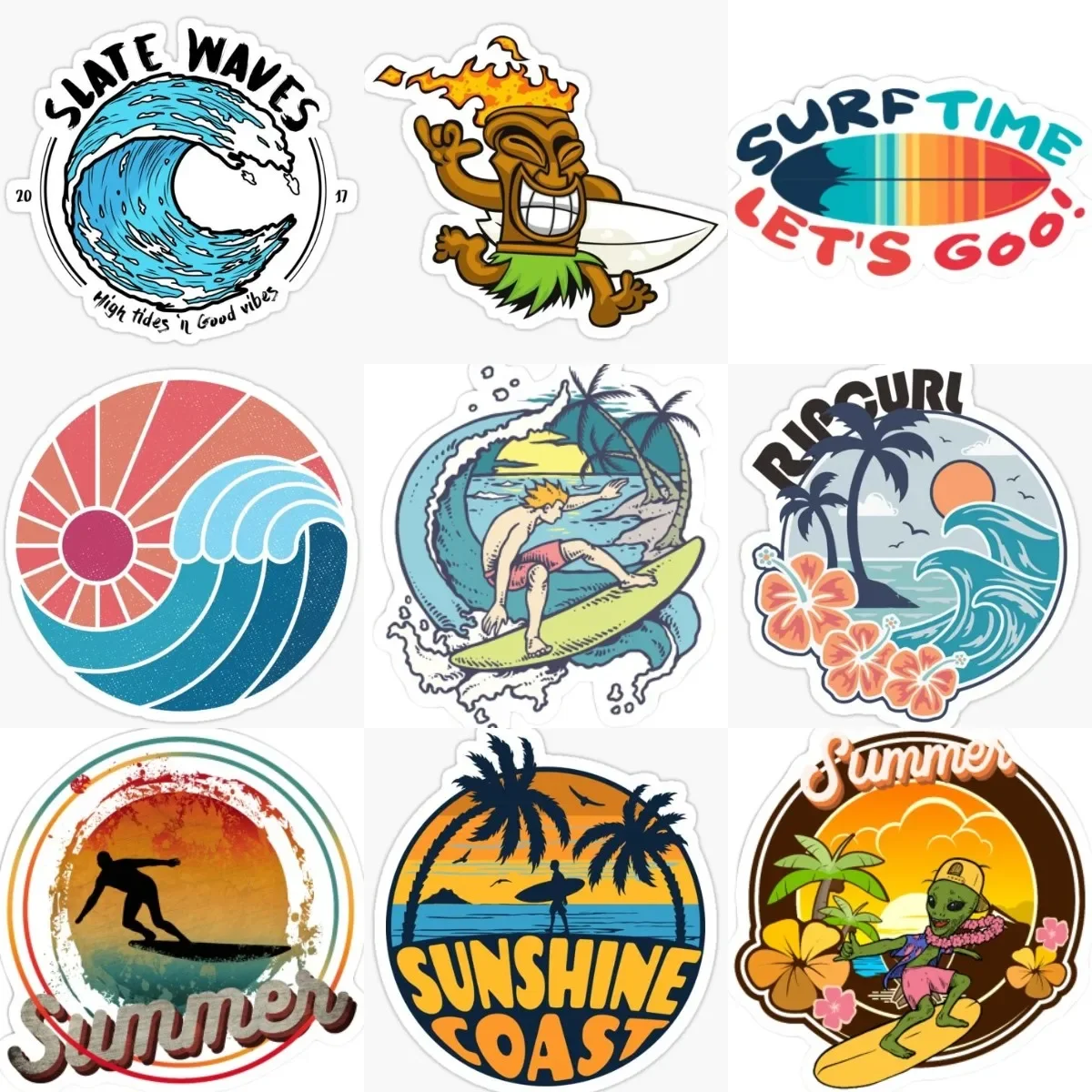 

Hawaii Surfing Ocean Wave PVC Sticker for Covered Scratch Decorate Car Motorcycle Camper Van Bicycle Wall Room Decal Accessories