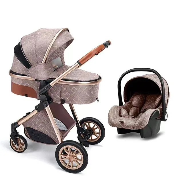 wholesale luxury aluminum alloy 0-36 months Baby carriage newborn infant strollers pram 3 in 1 high quality set with great price