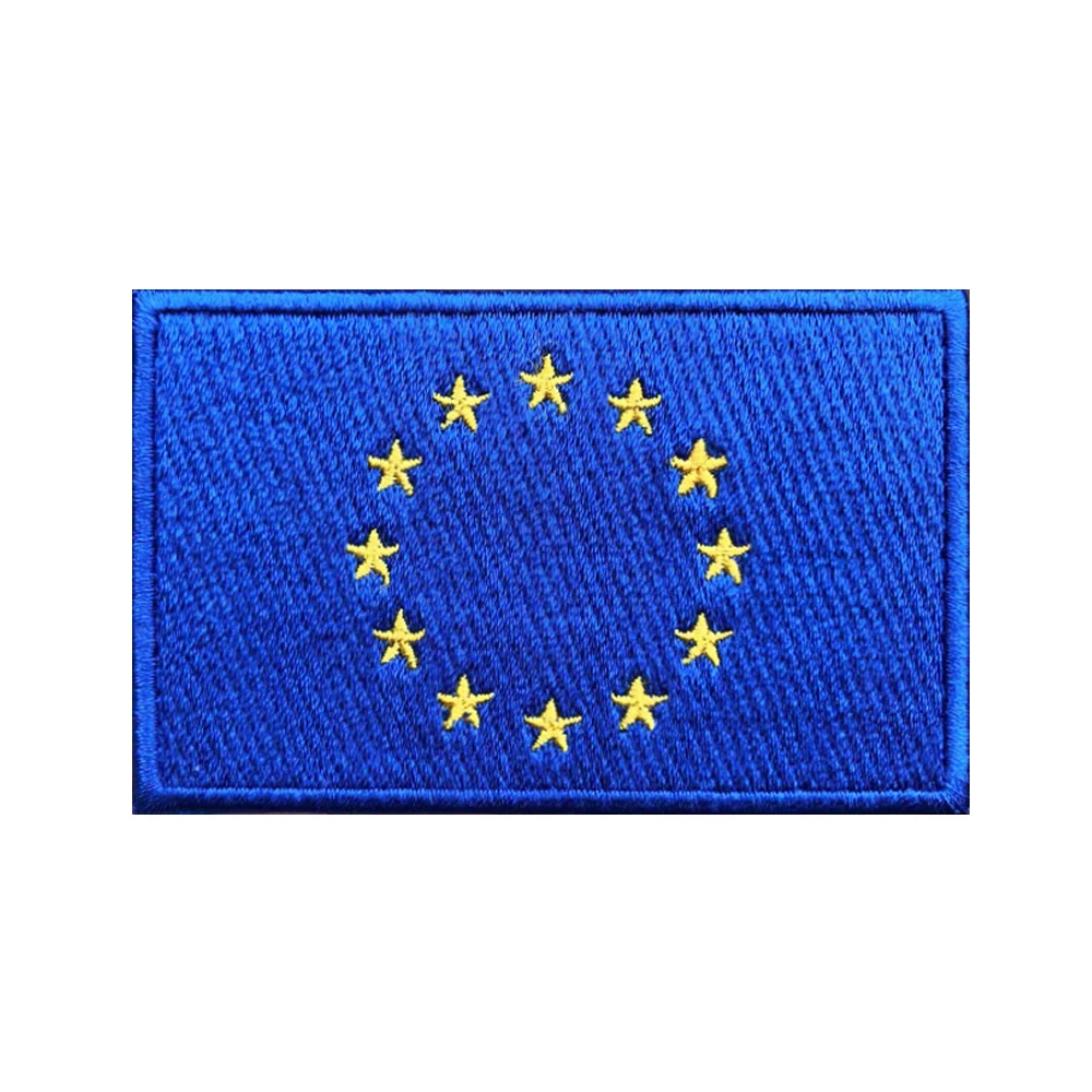 1PC EU Flag Patches Armband Embroidered Patch Hook & Loop Or Iron On Embroidery  Badge Military Stripe