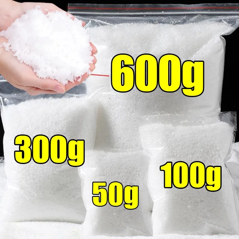 600/50G Artificial White Snow Powder DIY Xmas Tree Snowflakes Christmas Dry Snow Powder Party Home Scene Props Supplies Decor