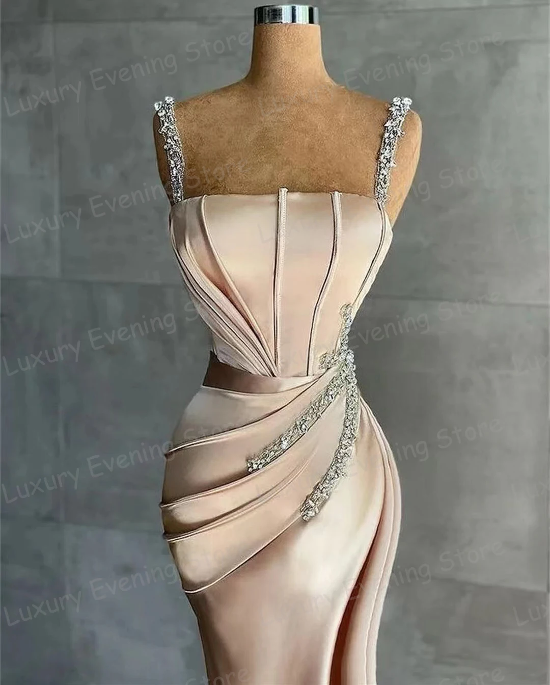 Robe de Soirée en Forme de Sirène pour Femme, Tenue Simple et Moderne, Sexy, à Paillettes, en Fibre de Satin, pour Bal de Promo, 2024