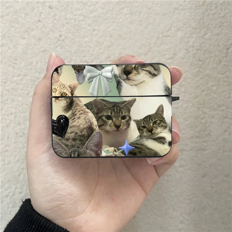Funny Cute Cat Meme Airpod Case for Airpods 1 2 3 Pro Pro2 2022 Soft Earphone Covers Cartoon Vintage Funda