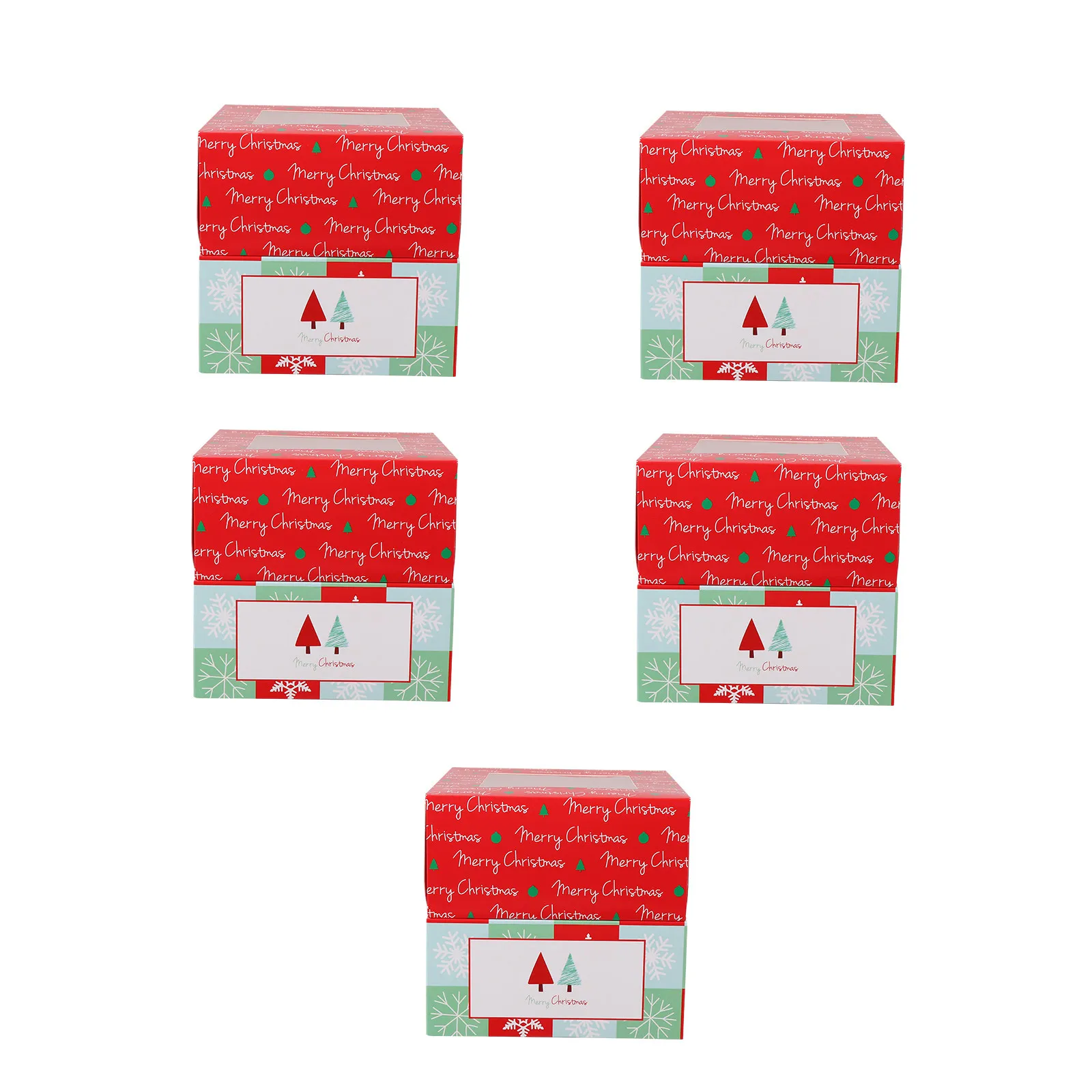

10Pcs Christmas Cupcake Boxes Food Grade Paper Windowed Cake Packaging Box Insert Secure Muffin Container Party Gift