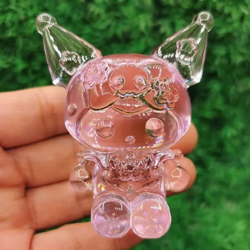 Muñeco de piedras preciosas Kuromi de cristal Kawaii Sanrio, juguete de Anime de Color transparente, accesorios de adorno para muñeca Kuromi, regalos de juguetes para niños