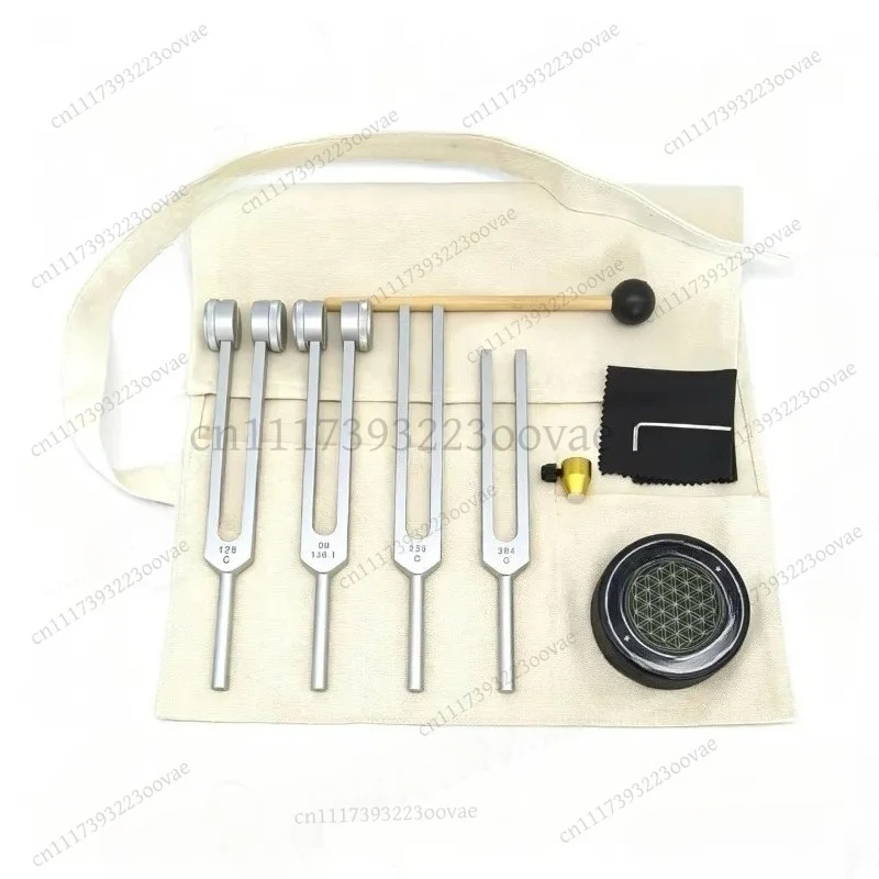 Aluminum Alloy Tuning Fork Set 128C 256C 384G with Activator Block Sound Healing Therapy Meditation Tool Accessory