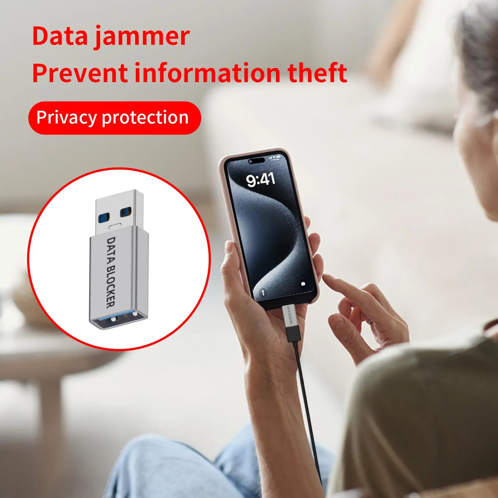 USB Data Blocker Security Adapter Anti-Juice Jacking Protector, Type-C Defender Condom Notebook Mobile Phone PC Charging Safety