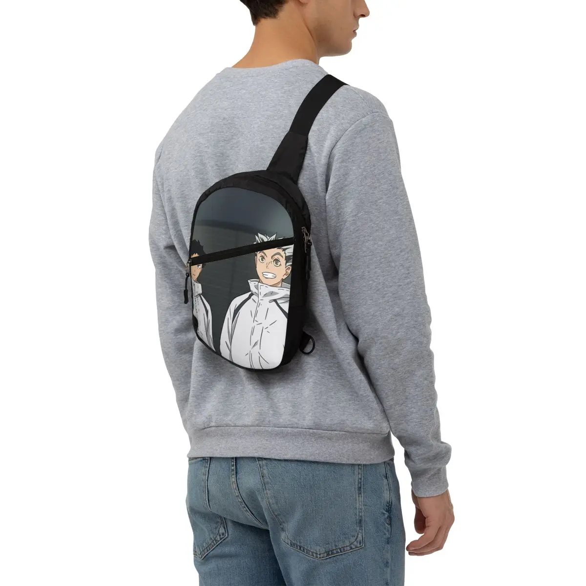 Bokuto mangá saco de peito masculino estilingue crossbody mochila saco de peito viajar caminhadas daypack bolsa de ombro