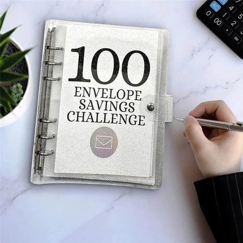 A76F-Money-Saving Challenge Kit, 100 Envelope Challenge Binder For Saving 5050 Cash Envelopes For Budget Planning Easy Install