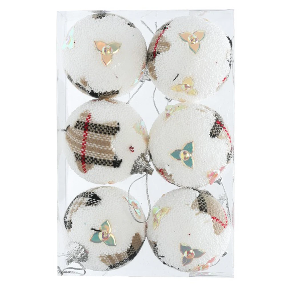 Shatterproof Ball Ornaments  6Pcs Christmas Decorations  Tree Hanging Pendant  Festive Atmosphere  Red and White